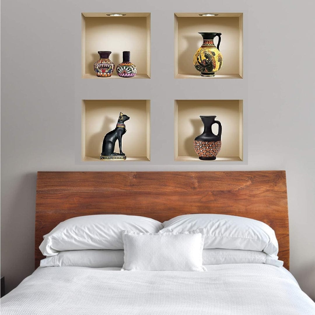 3D Vase Wall Sticker (Set of 4)