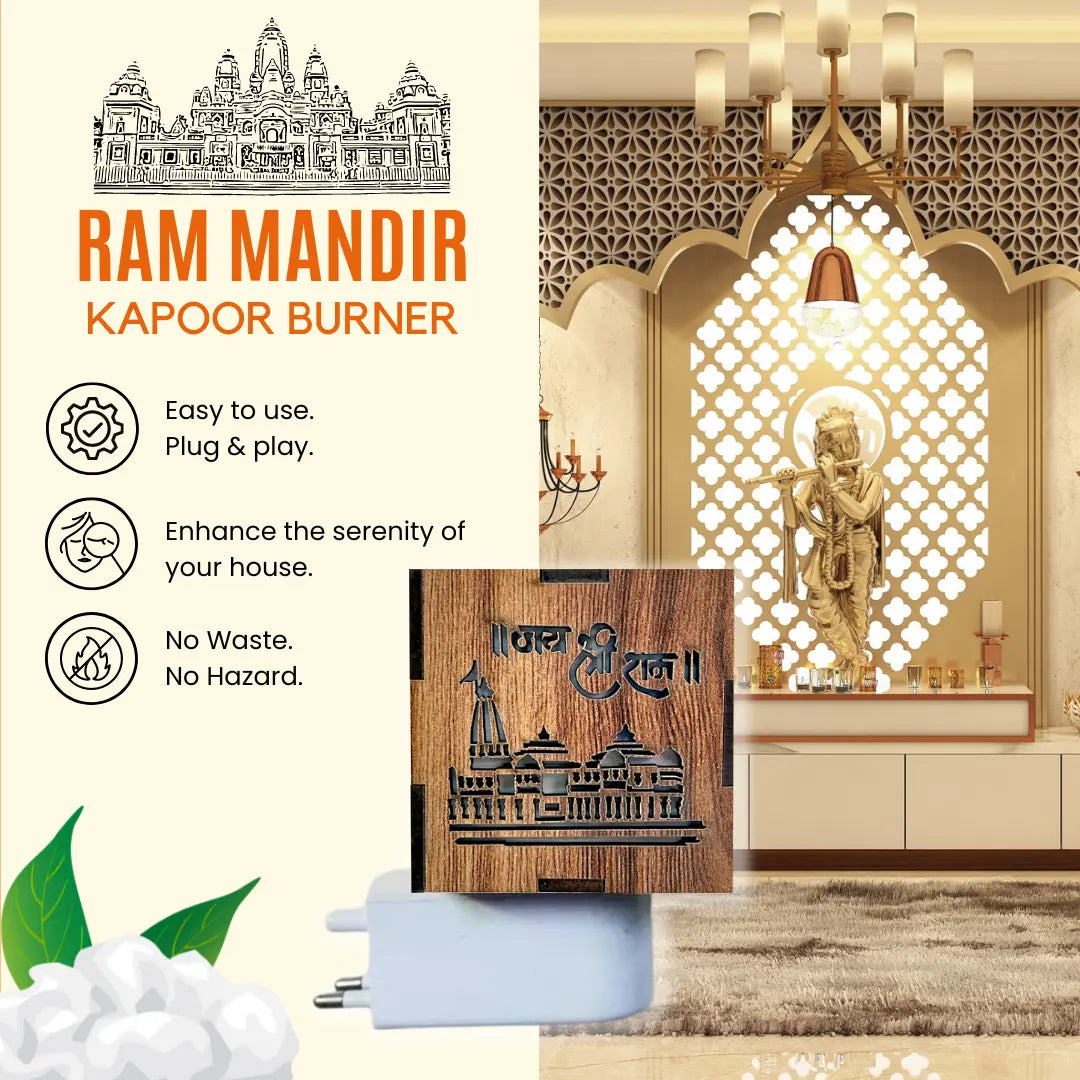 KapoorFlame™️ 3-in-1 Ayodhya Ram Mandir Electric Aroma Burner & Night lamp