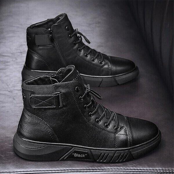 Hand-Made Mens Casual Black Leather Boots