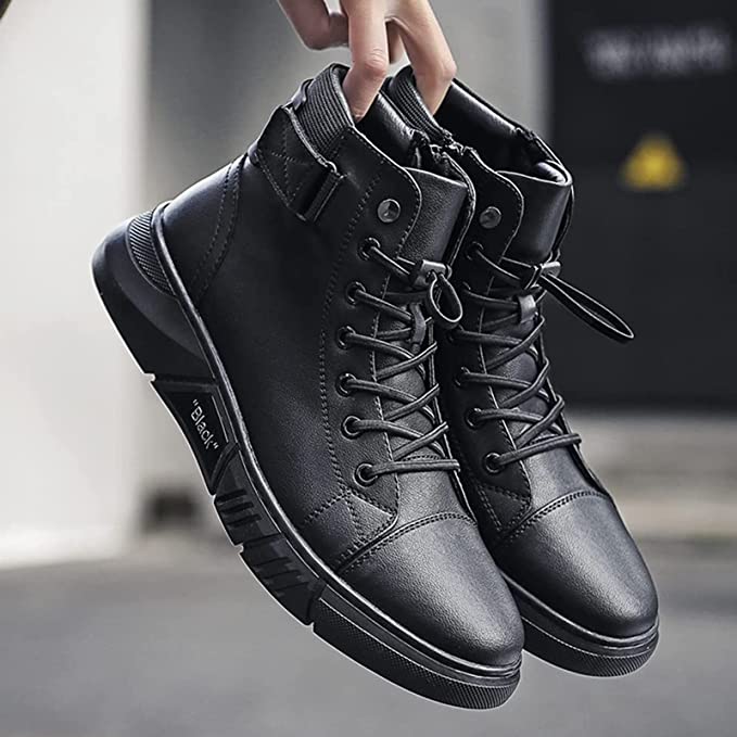 Hand-Made Mens Casual Black Leather Boots